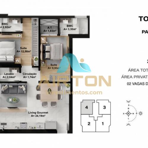 APARTAMENTO 2 SUTES  VENDA , 79M - FAZENDINHA -