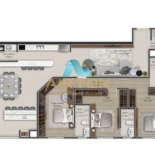 LA3049 APARTAMENTO LANAMENTO 100 MTS DO MAR COM 3