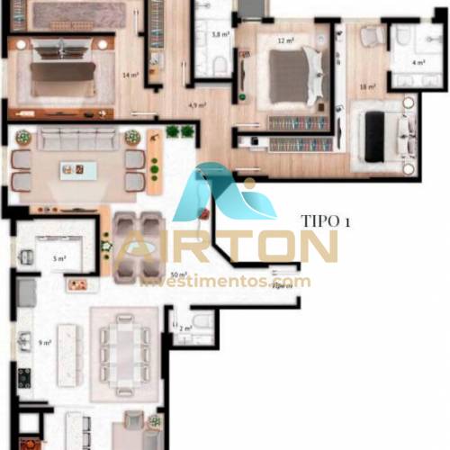 LA4059 APARTAMENTO COM 4 SUITES, 200 MTS DO MAR EM