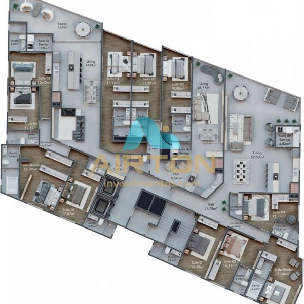 LA3057 IMVEL LANAMENTO COM 3 SUITES, FRENTE MAR 