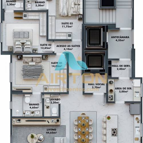 DU4002 DUPLEX LANAMENTO COM 4 SUITES, 200 MTS DO 