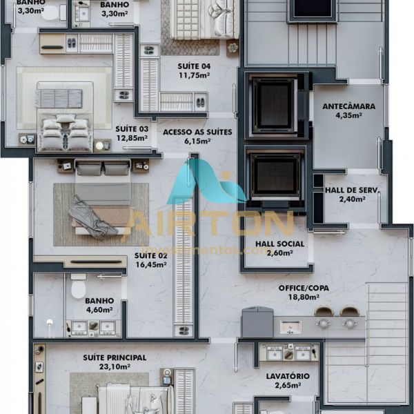 DU4002 DUPLEX LANAMENTO COM 4 SUITES, 200 MTS DO 