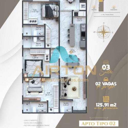 LA3070 IMVEL LANAMENTO COM 3 SUITES, 300 MTS DO 