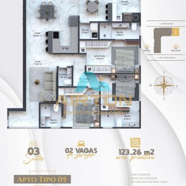 LA3070 IMVEL LANAMENTO COM 3 SUITES, 300 MTS DO 