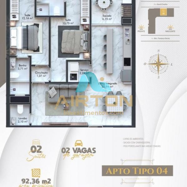 LA3070 IMVEL LANAMENTO COM 3 SUITES, 300 MTS DO 