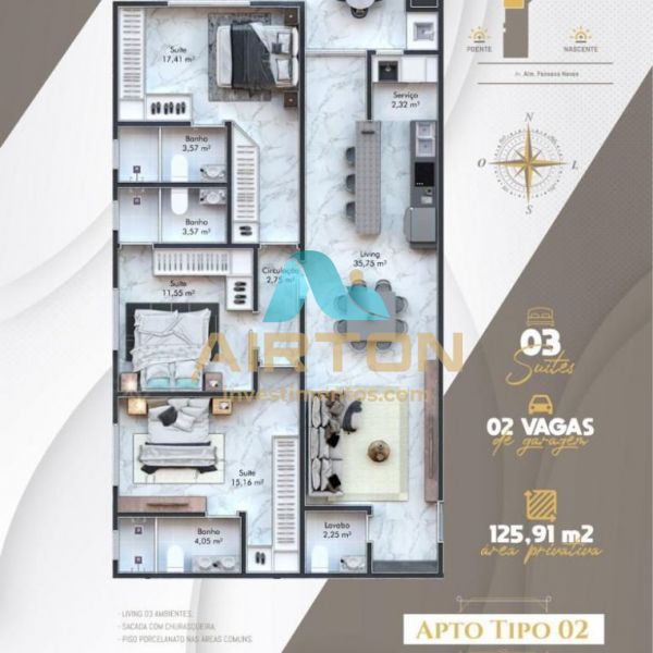 LA3070 IMVEL LANAMENTO COM 3 SUITES, 300 MTS DO 