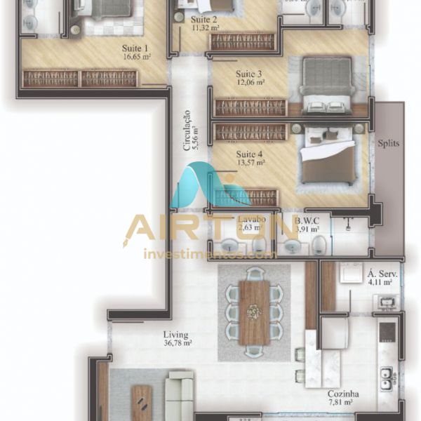 V3186 IM�VEL PARA VENDA COM 3 SUITES, 500 MTS DO M