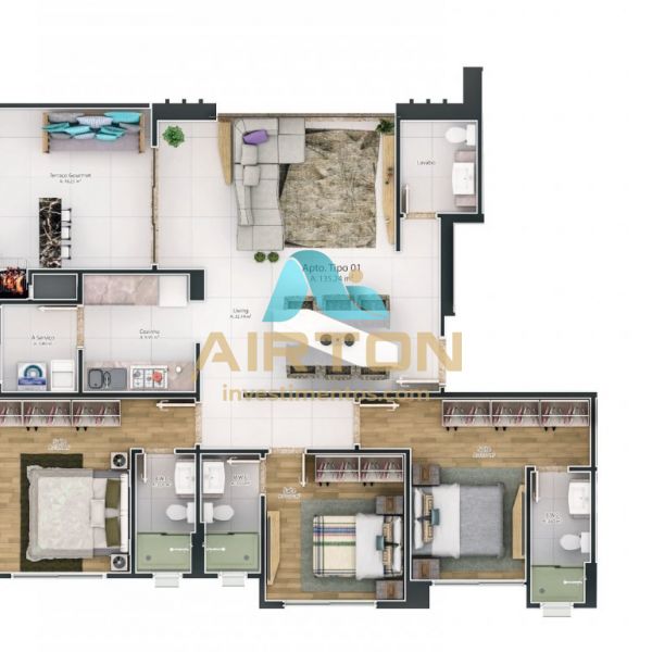 V3187 IMVEL PARA VENDA COM 3 SUITES, 400 MTS DO M