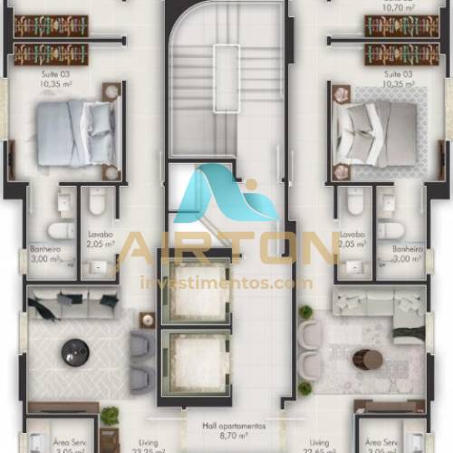 COBERTURA A VENDA COM 3 SUITES, 300 MTS DO MAR EM 