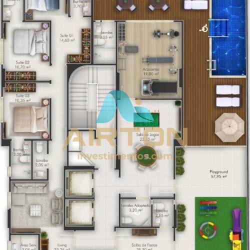 COBERTURA A VENDA COM 3 SUITES, 300 MTS DO MAR EM 